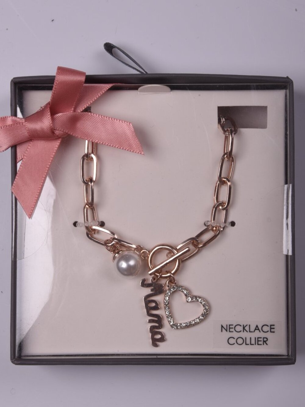 Elegant Gold "Mama" Toggle Charm Necklace with Pearl & Crystal Heart